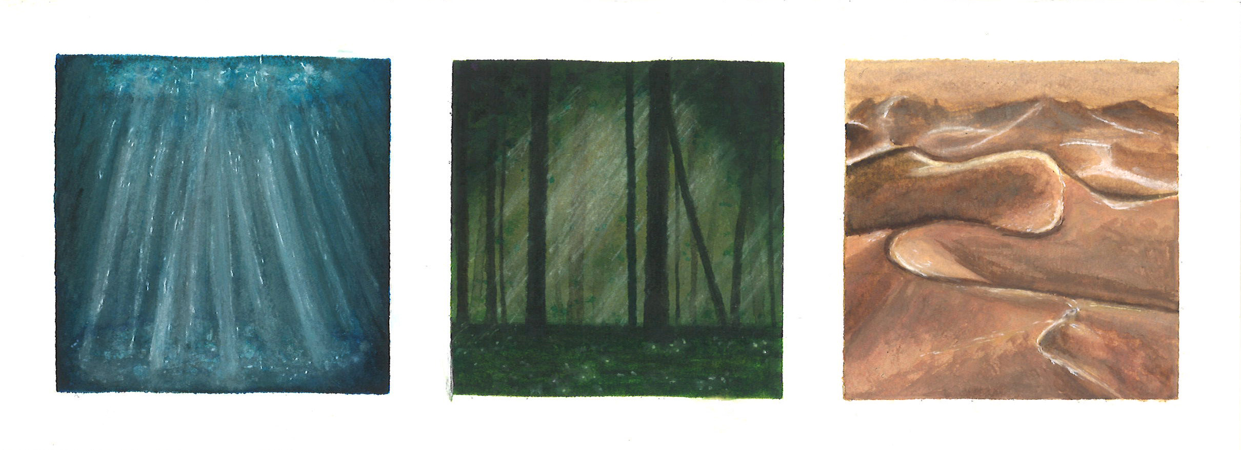Kalinda Greaves – Three Landscapes, Watrcolour on Paper 2020